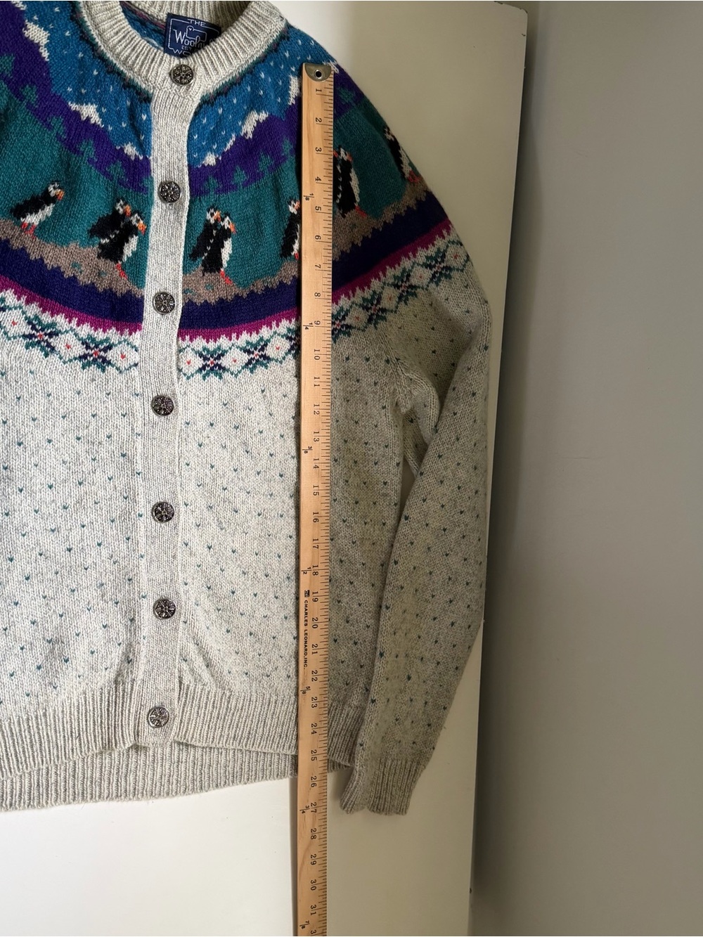 Woolrich Vintage Cardigan Sweater Penguins Wool Fair Isle 80s Size Medium RARE - Picture 8 of 8